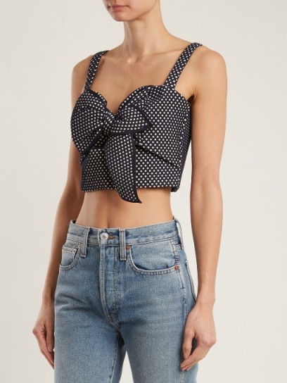 JOHANNA ORTIZ Pozole polka-dot stretch-cotton cropped top ~ bow front crop tops