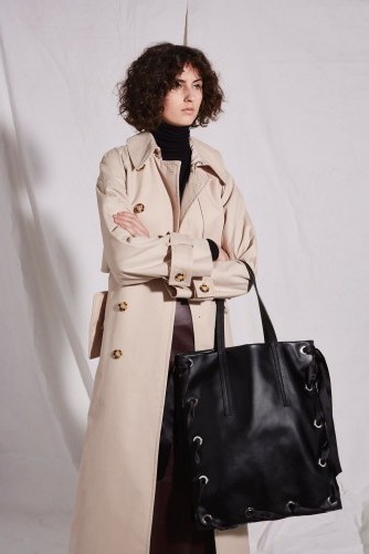 Topshop Premium Leather Ribbon Tote Bag | large black bags - flipped
