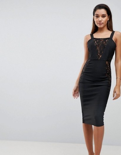 PrettyLittleThing Lace Detail Bandage Dress – lbd – black party dresses - flipped