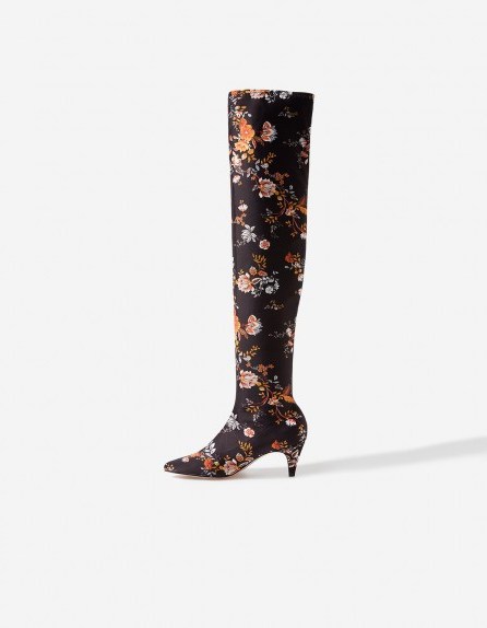 Stradivarius Printed mid-heel boots | black floral boot - flipped