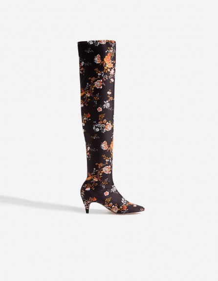 Stradivarius Printed mid-heel boots | black floral boot