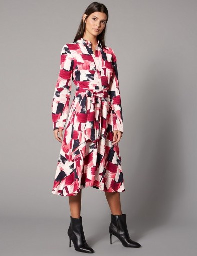 AUTOGRAPH Printed Shirt Midi Dress with Belt / Marks and Spencer dresses - flipped