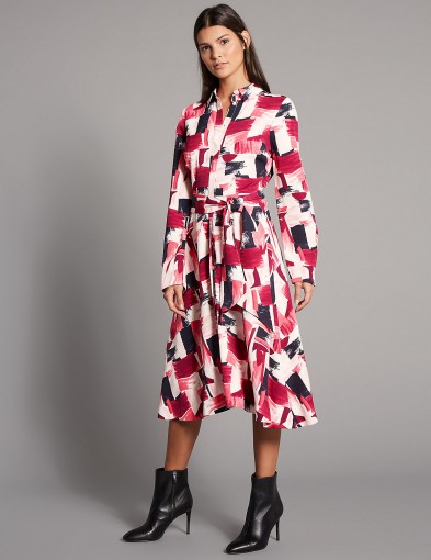 AUTOGRAPH Printed Shirt Midi Dress with Belt / Marks and Spencer dresses