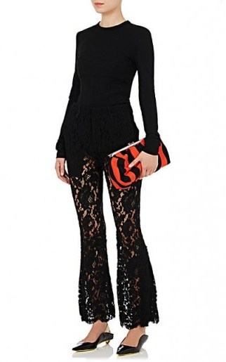 PROENZA SCHOULER Corded Lace Flared Pants | black semi sheer trousers - flipped