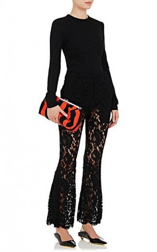 PROENZA SCHOULER Corded Lace Flared Pants | black semi sheer trousers