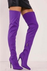 IN THE STYLE RABIA PURPLE LYCRA SOCK OVER THE KNEE HEELED BOOT ~ sexy long boots