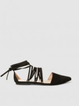 ‎RAZAN ALAZZOUNI‎ Lace-Up Suede Flats ~ black strappy flat shoes