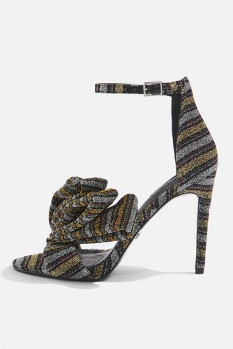Topshop Rhea Fan Sandals | metallic party heels