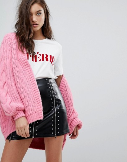 River Island Cable Knit Cardigan | chunky pink cardigans
