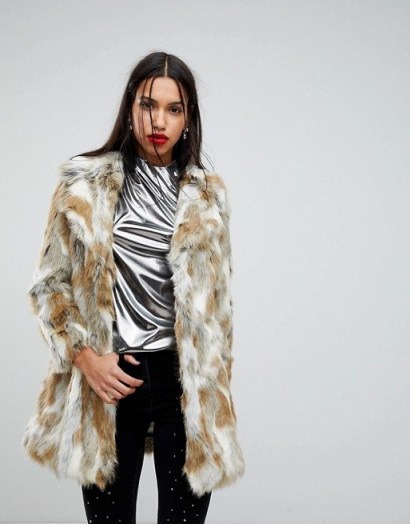 River Island Mixed Faux Fur Coat – winter luxe - flipped