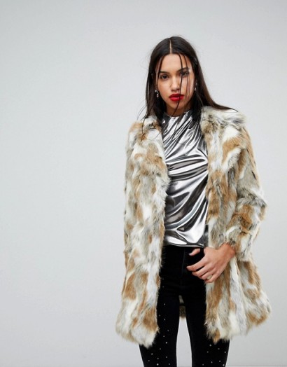 River Island Mixed Faux Fur Coat – winter luxe