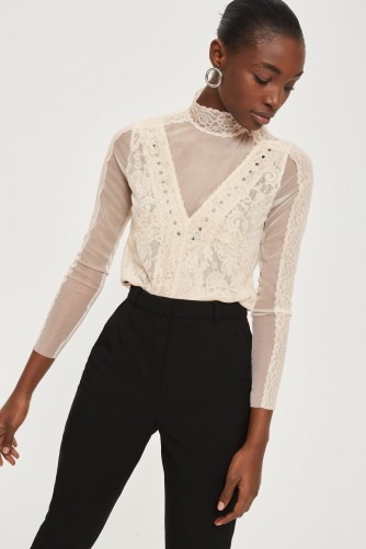 Topshop Romantic Lace High Neck Top | cream Victorian style tops | Victoriana style blouses