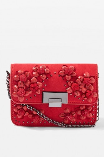 Topshop ROSE Floral Cross Body Bag | red 3D crossbody bags - flipped