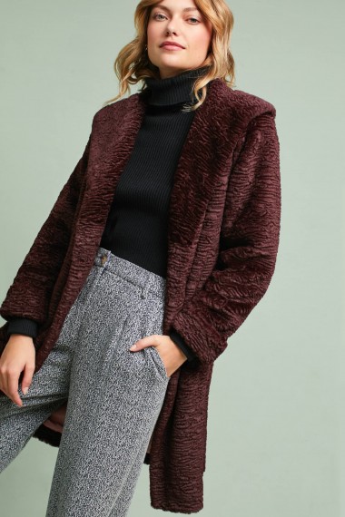 Seen Worn Kept Rubie Faux Fur Coat | plum winter coats | luxe style outerwear