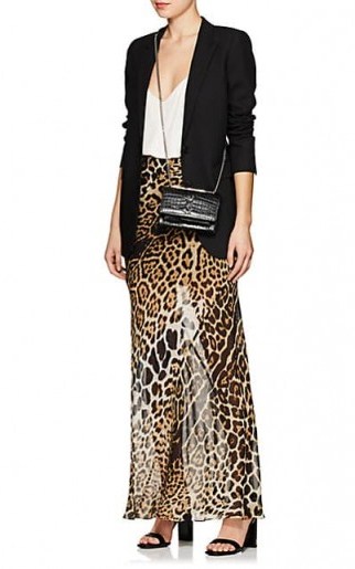 SAINT LAURENT Leopard-Print Silk Maxi Skirt | long animal printed skirts - flipped