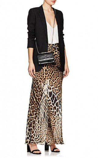 SAINT LAURENT Leopard-Print Silk Maxi Skirt | long animal printed skirts