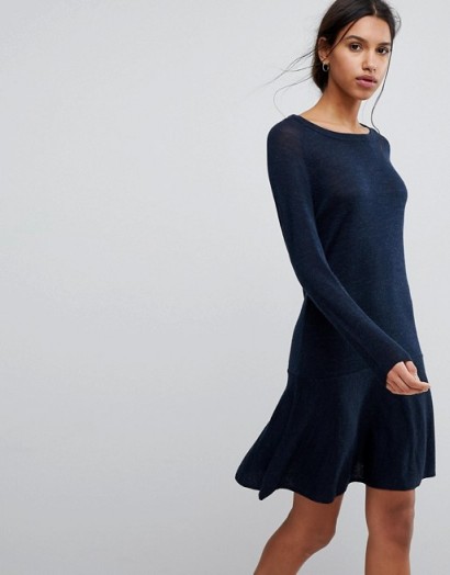 Selected Femme Knit Peplum Dress | fluted hem knitted dresses
