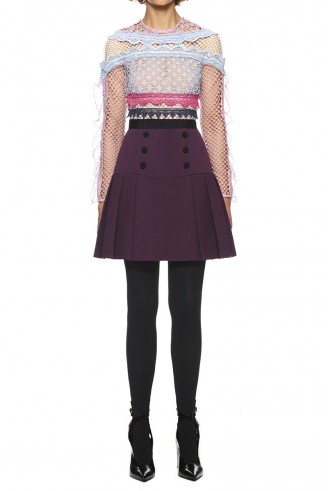 $329.00 Self Portrait Bellis Guipure Lace Trim Mini Dress