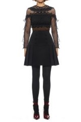 $309.00 Self Portrait Bellis Lace Trim Mini Dress Black
