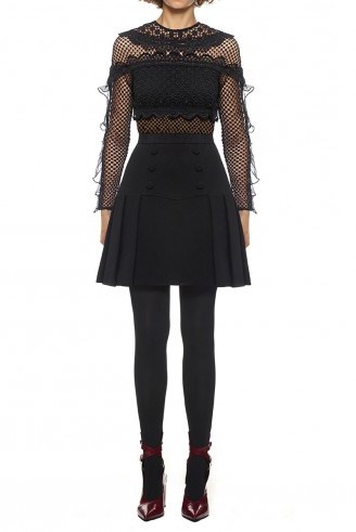 $309.00 Self Portrait Bellis Lace Trim Mini Dress Black - flipped