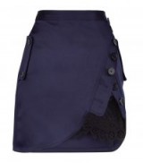 Self-Portrait Button Front Mini Skirt | navy-blue asymmetric skirts