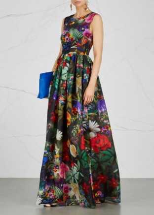 MARY KATRANTZOU Shaw floral-print silk organza gown ~ sleeveless printed gowns ~ bold prints
