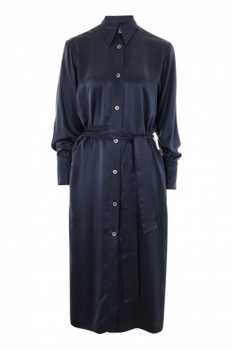 Topshop Silk Shirt Dress ~ slinky blue belted dresses