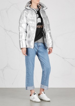 SJYP Silver quilted shell jacket ~ padded metallic jackets ~ winter glamour