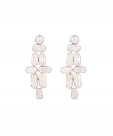 STEPHEN DWECK Silver White Pearl Weave Earrings / cocktail jewellery - flipped