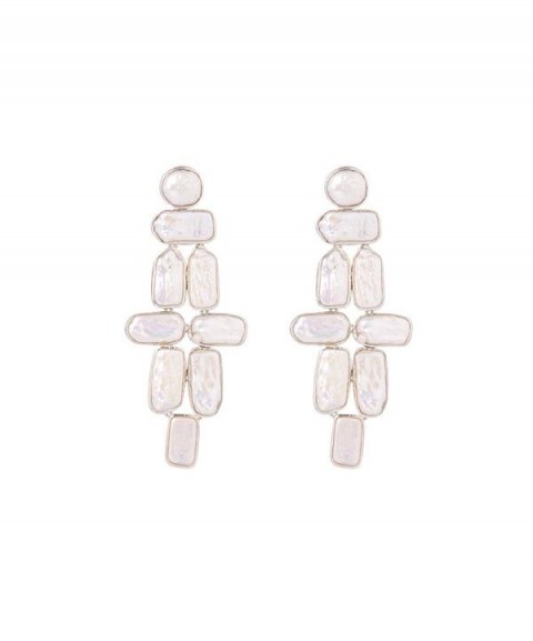 STEPHEN DWECK Silver White Pearl Weave Earrings / cocktail jewellery