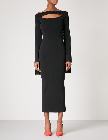 SOLACE LONDON Cutout bodycon knitted midi dress ~ chic fitted dresses ~ lbd - flipped
