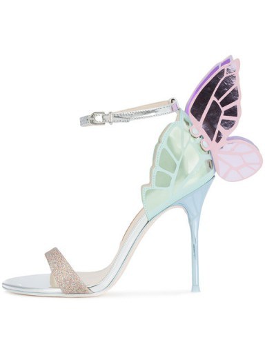 SOPHIA WEBSTER winged stiletto sandals / metallic butterfly heels - flipped