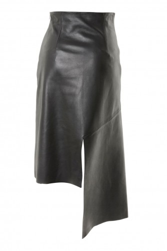 TOPSHOP Step Hem Leather Skirt by Boutique – black asymmetric skirts – party fashion