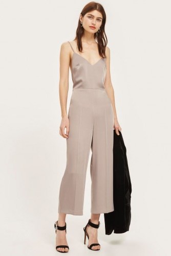 TOPSHOP Strappy Satin Jumpsuit Dusky Lilac ~ silky evening jumpsuits - flipped