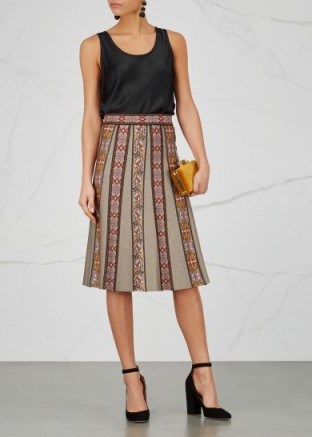 M MISSONI Striped pleated fine-knit skirt ~ metallic weave skirts - flipped