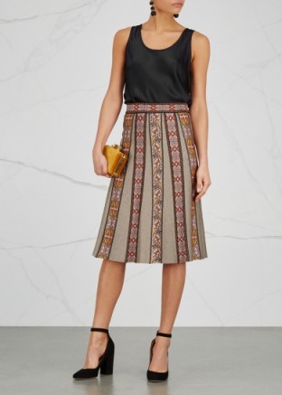 M MISSONI Striped pleated fine-knit skirt ~ metallic weave skirts