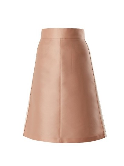REDVALENTINO Stripe-trimmed A-line skirt ~ pink luxe skirts - flipped