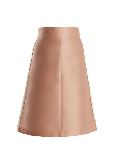 REDVALENTINO Stripe-trimmed A-line skirt ~ pink luxe skirts