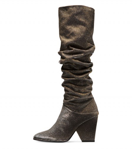 STUART WEITZMAN THE SMASHING BOOT | metallic chunky cone heel boots | slouchy style - flipped