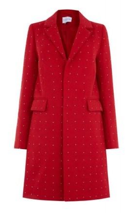 WAREHOUSE STUDDED CROMBIE ~ red winter coats - flipped