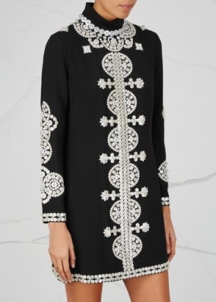 TORY BURCH Sylvia embellished shift dress ~ black pearl covered evening dresses ~ chic party clothing - flipped