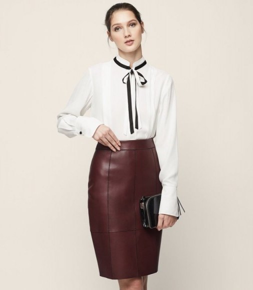 Reiss TALA BOW-DETAIL SHIRT OFF WHITE ~ chic pleated shirts - flipped