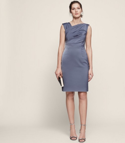 REISS TANIA PLEAT-DETAIL DRESS AMPARO BLUE / sophisticated party wear / chic cocktail dresses