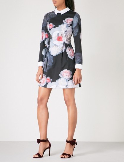 TED BAKER Kaleesa Chelsea floral-print jersey mini dress – evening dresses – bold prints - flipped