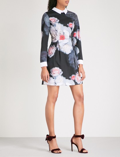 TED BAKER Kaleesa Chelsea floral-print jersey mini dress – evening dresses – bold prints
