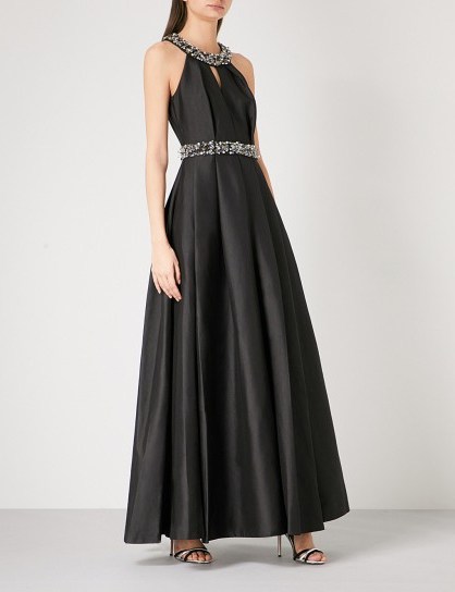 TED BAKER Shelani sleeveless cotton-blend gown / black event gowns - flipped
