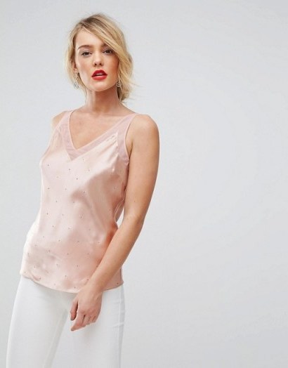 Ted Baker Sparkle Cami Top / rose gold silk camisoles / embellished silky tops - flipped