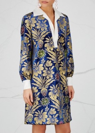 TORY BURCH Thelma foil-print velvet dress – beautiful floral prints - flipped