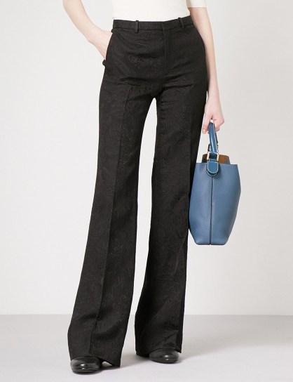 THEORY Demitria wide mid-rise jacquard trousers - flipped