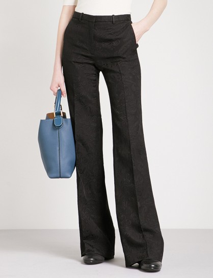 THEORY Demitria wide mid-rise jacquard trousers